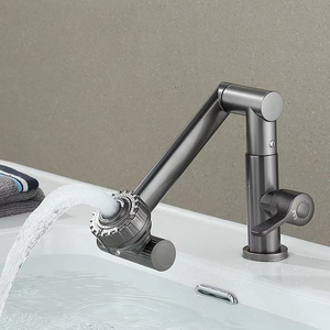 Keran air terjun Multifungsi rotasi 360 °, keran air terjun semprotan Sungai wastafel air dingin keran cuci untuk kamar mandi - Product Image 4