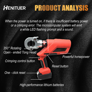 Pince à sertir hydraulique électrique portable HENITUER EZ-300 rouge, outils de sertissage hydraulique de haute qualité avec garantie de 12 mois - Product Image 2
