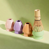 Bol à matcha personnalisé avec bec verseur et support pour fouet, ensemble de bol à thé matcha en céramique de qualité supérieure et support pour fouet en bambou