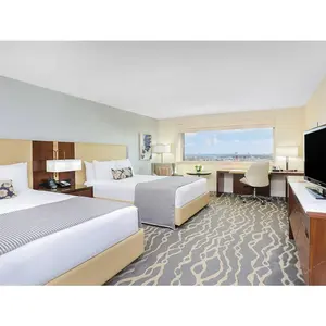 Fábrica al por mayor de encargo de la cama doble hotel camas dobles estándar para habitación de hotel
