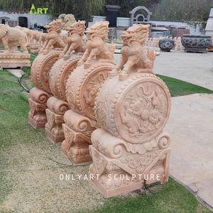 Onlyart Custom Made el oyma açık dekorasyon çin Feng Shui heykel beyaz mermer <span class=keywords><strong>Kylin</strong></span> heykeli - Product Image 3