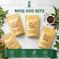 Sachet de café personnalisé imprimé en PE recyclable, sachet de café biodégradable, emballage de café avec logo personnalisé et valve, pochette stand-up