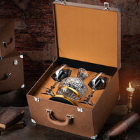 Juego de Decantador de Whisky de Cristal Clásico Retro Personalizado con Caja de Cuero, Juego de Vasos de Whisky, Caja de Regalo