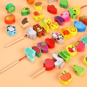 Ensemble de cuisine en bois pour tout-petits de 5 à 7 ans, <span class=keywords><strong>jeu</strong></span> de barbecue, kit d'artisanat, jouets alimentaires, perles, unisexe, vente en gros - Product Image 4