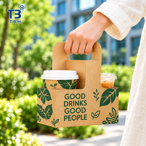 Portavasos de Papel Ecológico, Bolsa Portavasos Kraft, Portavasos Portátil para Llevar Bebidas, Empaque de Alimentos, Logotipo Personalizado, Soporte OEM - Product Image 3