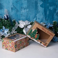 Emballages créatifs en papier kraft pour cadeaux de Noël, avec fenêtre, pour pâtisseries, bonbons, biscuits, cupcakes, finition mate, gaufrage, qualité alimentaire
