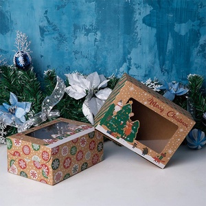 Kraft Paper Christmas Gift <b>Box</b> Window Creative Baking <b>Candy</b> Biscuit Boxes Cupcake Packaging - Product Image 3