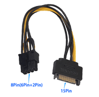 Câble d'alimentation pour disque dur, prix d'usine en gros, câble SATA 15 broches mâle vers 2 SATA 8 broches (6+2), câble SATA série