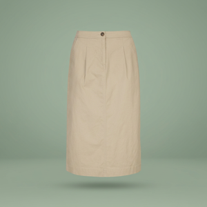 Falda midi de sarga de caballería para mujer, de algodón elástico suave, plisada, con abertura trasera, formal, utilitaria, corte en A, con cremallera - Product Image 3