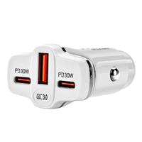 Chargeur de voiture USB C 60W double C, allume-cigare, chargeur de voiture super rapide, adaptateur PD30W+PD30W, chargeur de téléphone pour voiture pour iPhone Android