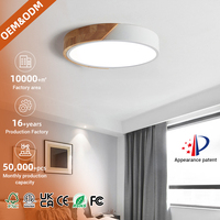 Plafonnier LED moderne à montage en surface, design grain de bois, interrupteur rond, anti-éblouissement, éclairage domestique pour salon et chambre