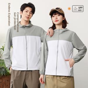 Ropa de Verano Transpirable, Ligera, con Capucha, Protección Solar, Resistente a las Arrugas, con Bloques de Color, para Hombres y Mujeres, para Actividades al Aire Libre - Product Image 2