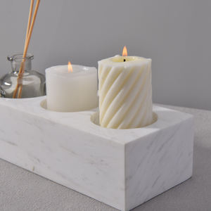 เชิงเทียนหินธรรมชาติแบบกำหนดเองที่วางเทียนทีไลท์ของตกแต่งงานแต่งงานของตกแต่งบ้านบ้านเทียนหินอ่อน - Product Image 5