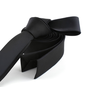 Nuova Cravatta Sottile Personalizzata in Puro Poliestere Nero con Punta Piatta per Uomo e Donna - Product Image 5