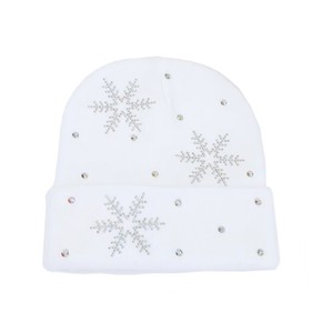 Beiqian Custom Rhinestone Snowflake Breathable Waterproof Acrylic Beanie Winter <b>Warm</b> Unisex Ski Travel Outdoor <b>Hat</b> - Product Image 4