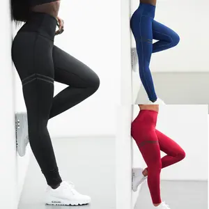 Celana Yoga Pinggang Tinggi Lingkaran Ganda, Celana Legging Wanita Olahraga Ketat Offset Datar