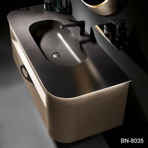 ตู้ห้องน้ำ BNITM ฟอซาน ดีไซน์สวยงาม กันน้ำ รุ่นสแตนเลส พร้อมอ่างล้างหน้า กระจก และไฟ - Product Image 2