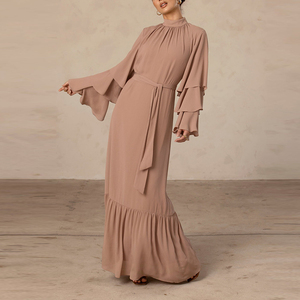 Robes à col bénitier pour adultes de haute qualité Abaya Robes de soirée à manches longues Service OEM Tuniques pour femmes musulmanes - Product Image 1