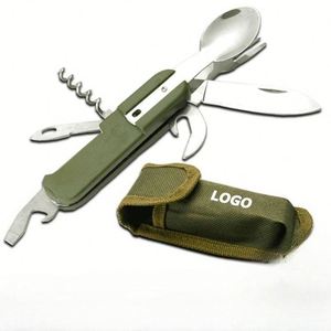 Ensemble de couverts de camping portables avec couteau pliant, fourchette et cuillère - 3 en 1, ustensiles de voyage multifonctions pour l'extérieur, cadeau - Product Image 1