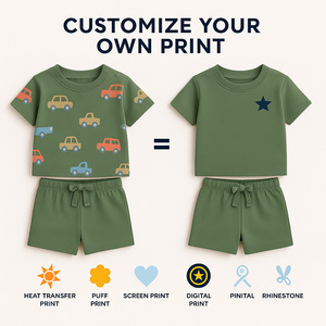 Conjunto de Verano para Niños, 2 Piezas, Camiseta y Pantalones Cortos de Algodón con Estampado de Caricaturas, Personalizable con Logotipo OEM ODM, Ropa Casual Infantil - Product Image 4