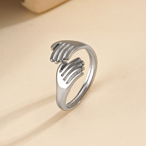 트렌디 한 힙합 스테인레스 스틸 보석 개인 보석 티타늄 스틸 허그 영원 밴드 반지 - Product Image 5