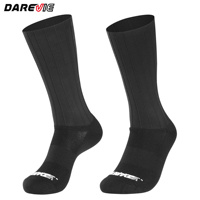 Darevie logo personnalisé blanc noir Aero cyclisme chaussettes taille libre sport équitation vélo chaussettes Compression athlétique équipage vélo chaussettes