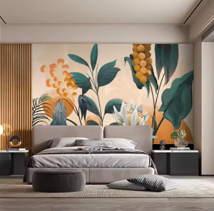 <span class=keywords><strong>Papel</strong></span> Tapiz <span class=keywords><strong>Mural</strong></span> Decorativo para Pared de Casa con Diseño de Paisaje Natural, Plantas, Flores y Hojas Verdes, Diseño 3D, Decoración de Interiores - Product Image 3