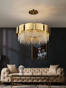 Venta caliente Siljoy Iluminación moderna Rectángulo dorado Vestíbulo redondo Led K9 Candelabro de cristal en techos - Product Image 2