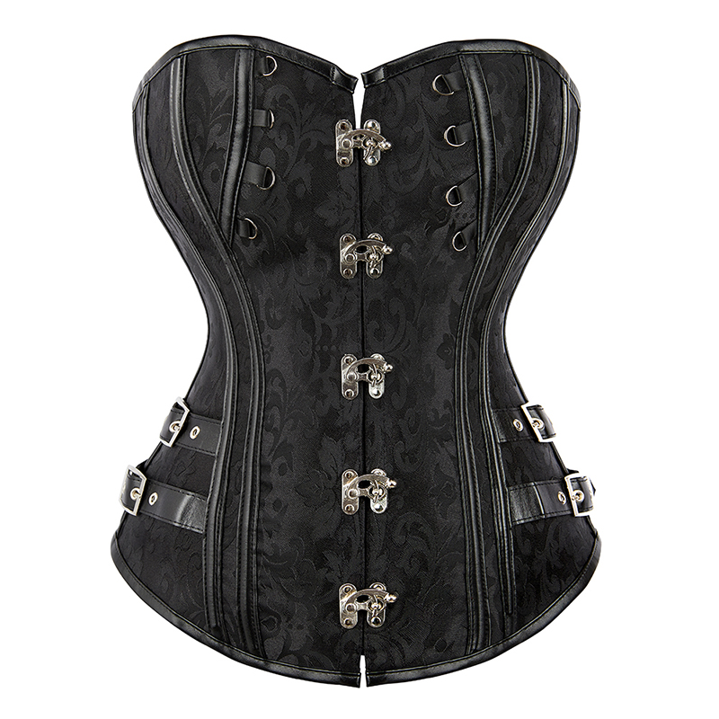 ZGXNYI Dames steampunk-korset, bruin vintage lederen korset met bustiers, piraten-design, tailletrainer, grote maat S-6XL, vetersluiting en uitgebeende overbuste (8103Brown, M