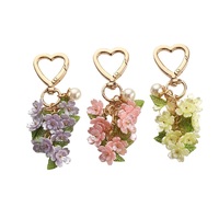 Porte-clés fleur tendance pour femme, pendentif décoratif pour sac à main, petits cadeaux, anneau porte-clés