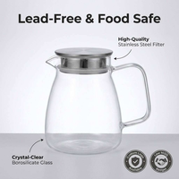 Théière moderne en verre borosilicate haute résistance de 800 ml, écologique, avec filtre en acier inoxydable et couvercle, bouilloire électrique pour le bureau