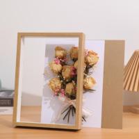 Cadre photo rond en bois massif sur mesure, style minimaliste, avec façade en plexiglas, pour fleurs séchées et souvenirs