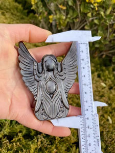 Sculpture d'ange en obsidienne, cristal d'énergie naturel poli, pour la décoration de la maison et du bureau, guérison Reiki, équilibre des chakras, cadeau - Product Image 5