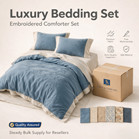 Parure de lit de luxe haut de gamme en microfibre brodée, vente en gros, haute qualité, prix compétitif, faible MOQ