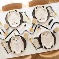 Assiettes en papier jetables personnalisables en forme de hibou pour la décoration de table d'Halloween et de mariage