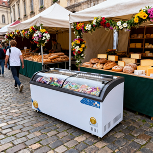 Congélateur horizontal commercial -18°C avec portes vitrées, refroidissement par <span class=keywords><strong>ventilateur</strong></span>/direct/statique, serrure intégrée, pour glaces et viandes fraîches - Product Image 6