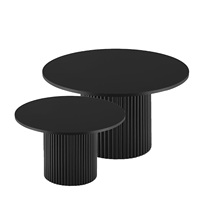 Table basse ronde élégante style unique 2026 avec pieds cannelés, ensemble de 2 tables centrales pour salon, mobilier de maison
