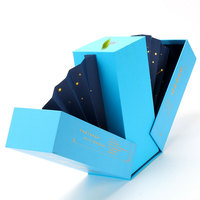 Boîte cadeau de luxe personnalisée bleue unique à double porte pour bouteille de liqueur, whisky ou vin, emballage magnétique