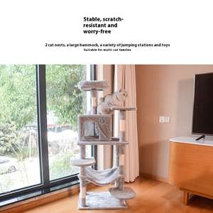 Árbol para Gatos Premium de 140 CM con Múltiples Niveles, Plataformas, Postes Rascadores de Sisal, Peluche Corto, Fácil de Limpiar, Mueble para Gatos de Interior - Product Image 4
