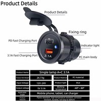 Pengisian Cepat 12V-24V 3.1A USB-C dengan LED untuk Aksesori RV, Bus, dan Kapal