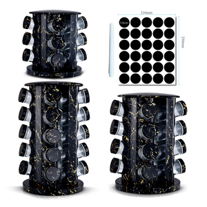 Stainless Steel Spice Jar Revolving Spice Seasoning Bottle Rack Organizer With Glass Jar Bottles