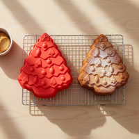 Moule en silicone écologique au design élégant de sapin de Noël pour la cuisson de grands gâteaux, compatible micro-ondes, outils de pâtisserie couleur personnalisée