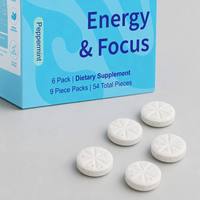 Permen Karet OEM Focus Energy Vitamin Suplemen Pra-Latihan Tanpa Gula Rasa Peppermint Dingin Vitamin B L-Theanine