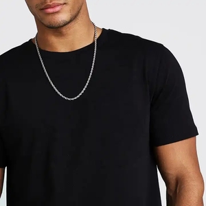 T-shirt all'ingrosso bianche e nere, in cotone Pima, elasticizzate, da <span class=keywords><strong>uomo</strong></span>, personalizzabili, sportive, slim fit, aderenti. - Product Image 5