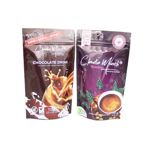 full color printed food grade doypack Chocolate Drink 120g glossy aluminum foil stand up pouch with zipper package