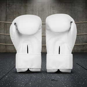 Gants de boxe en cuir blanc avec fermeture à lacets, fentes pour les doigts, entraînement pour adultes - Product Image 4