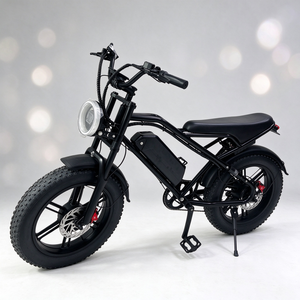 Vélo électrique noir de style rétro, 7 vitesses, batterie au lithium 48Ah avec feu arrière - Product Image 5
