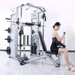 Smith Machine Entraîneur intégré Équipement multifonctionnel Banc commercial Presse Squat Rack Smith Machine