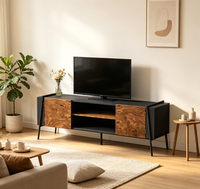 Mueble de TV de Madera al por Mayor con Patas Metálicas, Soporte de TV Moderno para Sala de Estar, Vitrina