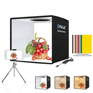 Puluz caixa de iluminação para fotografia, caixa de iluminação softbox com 25cm para câmera, iluminação de estúdio, 3 modos, cor dupla, macia, para fotografia